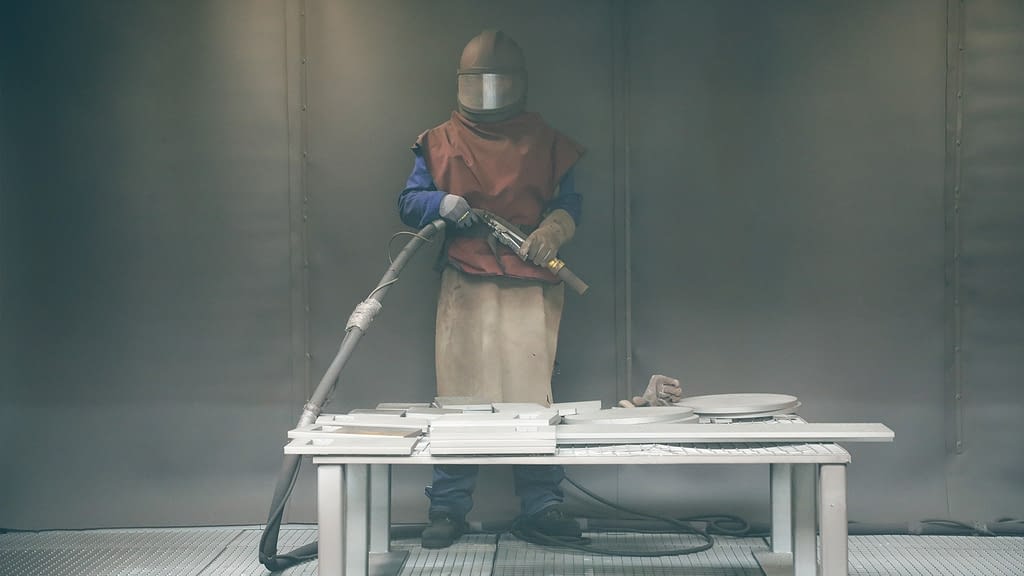 Oberflächenbehandlung durch Sandstrahlen